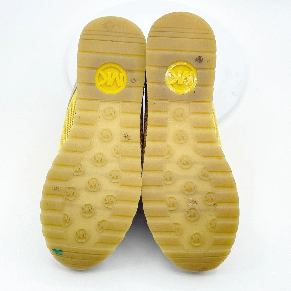 Michael Kors Georgie Trainer Sneakers Size 6.5 Womens Yellow White Gold‎ SG19B